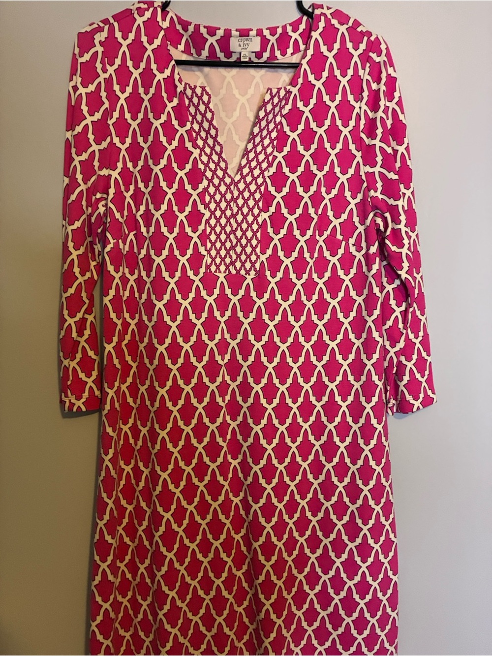 crown & ivy Pink and Cream Geometric Dress